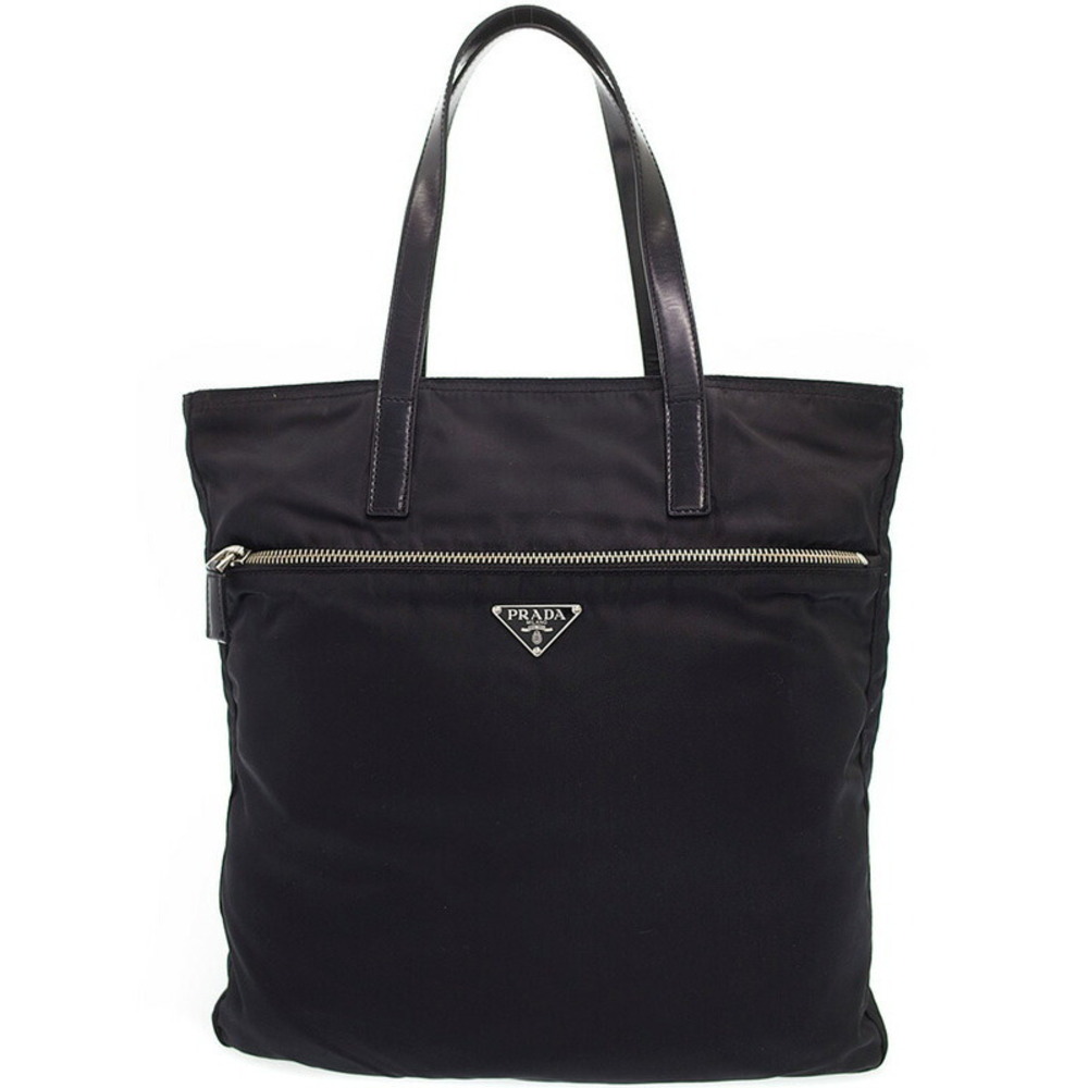 Prada Tessuto tote bag leather handles Black